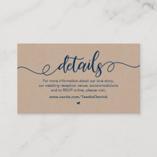 Cartão De Informações Fazenda Rústica, Marinho Azul, Kraft, Detalhes de 