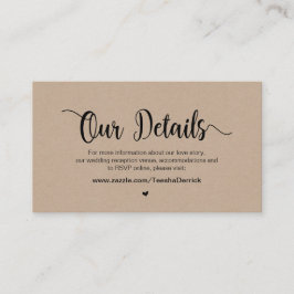 Cartão De Informações Fazenda rustica moderna Kraft, Detalhes do Casamen