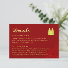 Cartão De Informações Felicidade dupla fundo floral casamento chinês