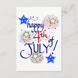 Cartão De Informações Feliz 4 de julho! Com fogos de artifício e estrela