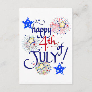 Cartão De Informações Feliz 4 de Julho! com fogos de artifício e estrela