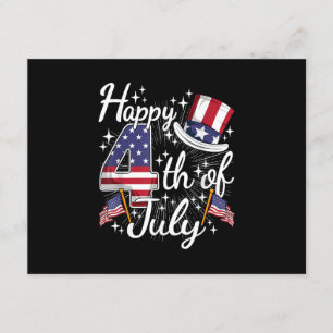 Cartão De Informações Feliz 4 de Julho Patriótico Bandeira Americana EUA