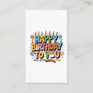 Cartão De Informações Feliz Aniversário Gatinho Fofo