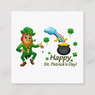Cartão De Informações Feliz Dia de São Patrício Leprechaun Rainbow