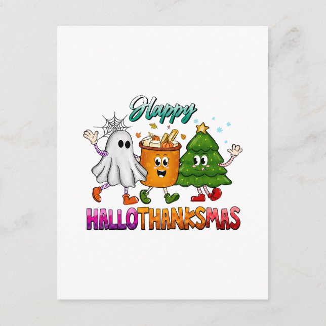 Cartão De Informações Feliz Hallothanksmas (Frente)