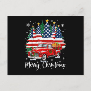 Cartão De Informações Feliz Natal Caminhão Vermelho Antigo Bandeira dos