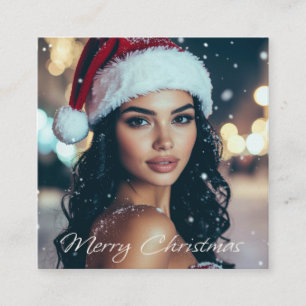 Cartão De Informações Feliz Natal - Menina Papai Noel