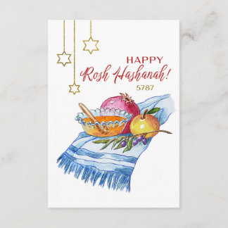 Cartão De Informações Feliz Rosh Hashaná em Aquarela