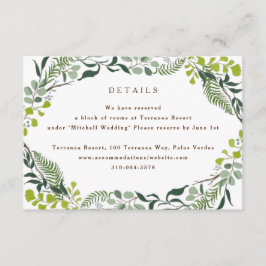 Cartão De Informações Fern Eucalyptus Greenery Wedding Escrito À Mão