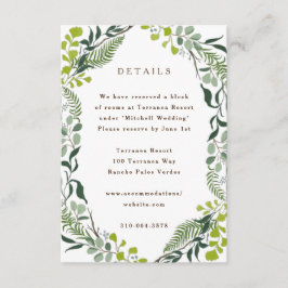 Cartão De Informações Fern Eucalyptus Greenery Wedding Escrito À Mão