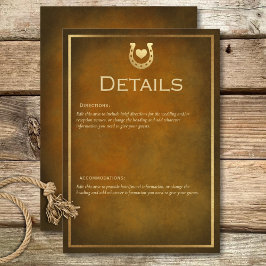 Cartão De Informações Ferradura russa ocidental Castanho e detalhes Dour