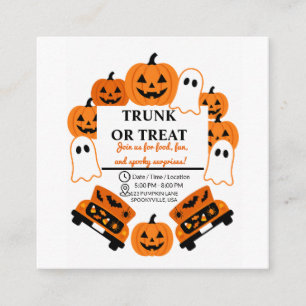 Cartão De Informações Festa Comunitária de Halloween Retro Trunk or Trea
