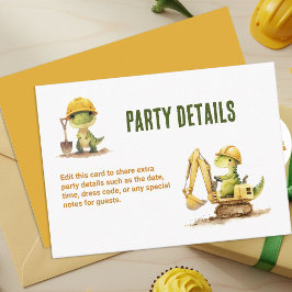 Cartão De Informações Festa de Aniversário de Menino na Zona de Construç