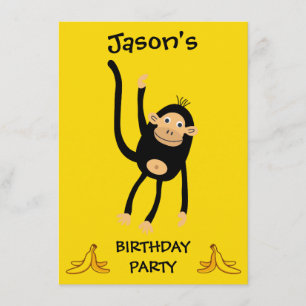 Cartão De Informações Festa de Aniversário do Pequeno Macaco