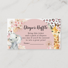 Cartão De Informações Festa de Boho Safari Rosa Fralda Raffle