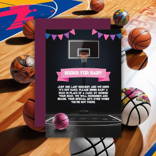 Cartão De Informações Festa de Chá de fraldas de Basquete Rosa