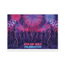 Festa de Dança de Celebração de 4 de Julho Neon
