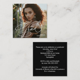 Cartão De Informações Festa de Formatura Elegante com Foto Quadrada Pequ