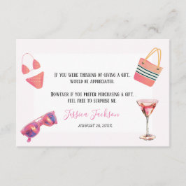 Cartão De Informações Festa de Piscina de Verão Divertida Aquarela 16