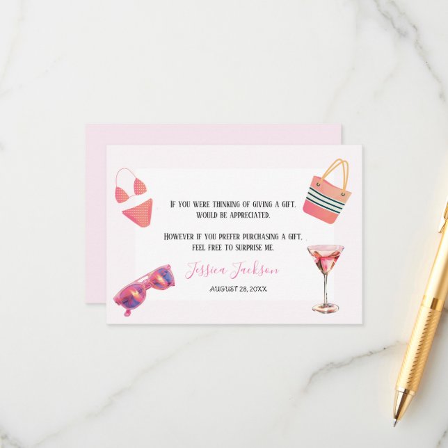 Cartão De Informações Festa de Piscina de Verão Divertida Aquarela 16 (Frente/Verso In Situ)