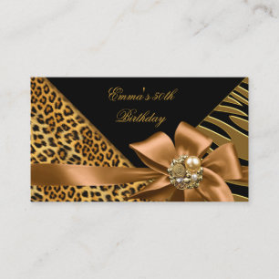 Cartão De Informações Festa Elegante Direções Partido Zebra Leopardo Our