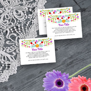 Cartão De Informações Festa Mexicana Floral Preto Branco Recepção