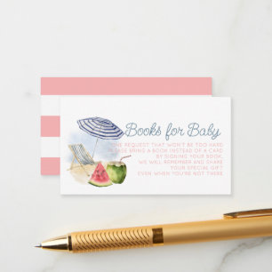 Cartão De Informações Festa Tropical de Bebê no Pool Rosa Livro Solicita