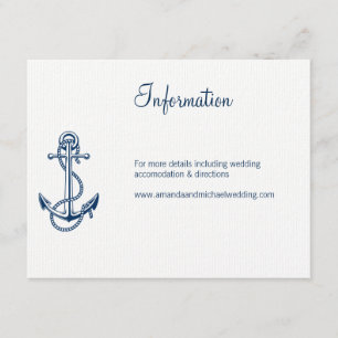 Cartão De Informações Ficha de Casamento Náutico de Informações Anchor