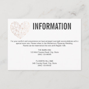 Cartão De Informações Ficha informativa  Geométrica Dourada Rosa