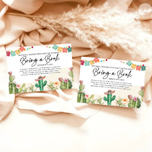 Cartão De Informações Fiesta Cactus traz um livro para o Chá de fraldas