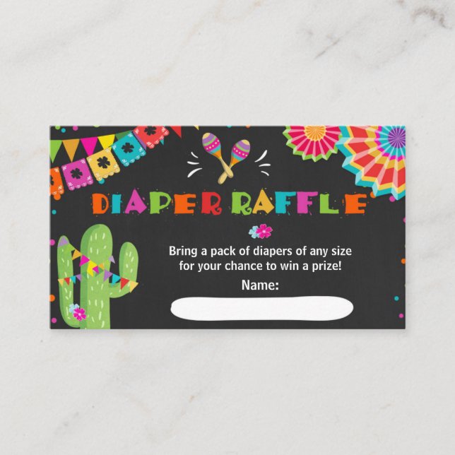 Cartão De Informações Fiesta Fralda Raffle Card Mexicano Cactus Floral (Frente)