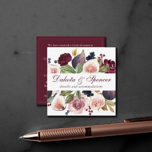 Cartão De Informações Fig Blossoms   Elegante Aquarela Detalhes Florais