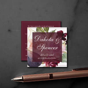 Cartão De Informações Fig Blossoms   Vintage Watercolor Floral Detalhes