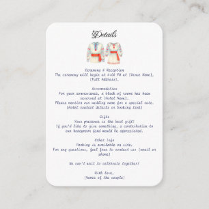 Cartão De Informações Figurinos Tradicionais de Casamento Russo Romenos