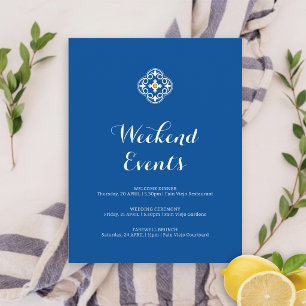 Cartão De Informações Fim de Semana de Casamento com Azulejos Mediterrân
