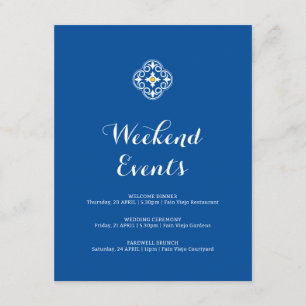 Cartão De Informações Fim de Semana de Casamento do Azulejo Amarelo Azul