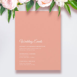 Cartão De Informações Fim de Semana de Casamento Elegante em Pêssego Sól
