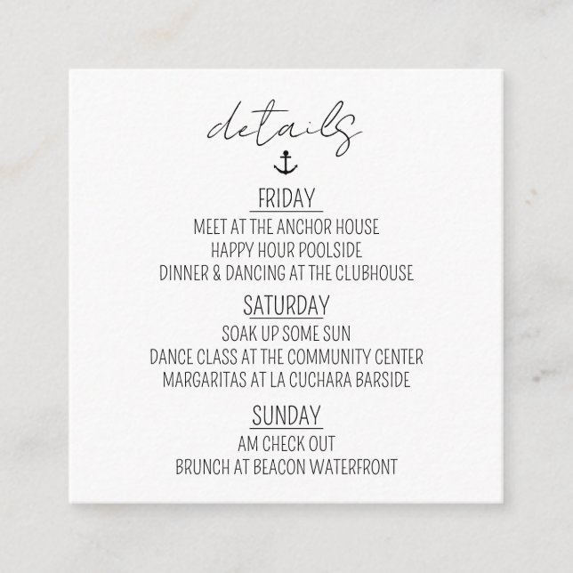 Cartão De Informações Fim de Semana Náutico de Solteira (Frente)