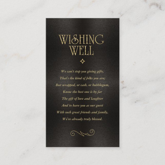 Cartão De Informações Fine Filigree Dourado Wedding Wishing well ID871 (Frente)