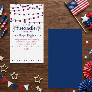 Cartão De Informações Firecracker No Caminho! Chá de fraldas De 4 De Ju
