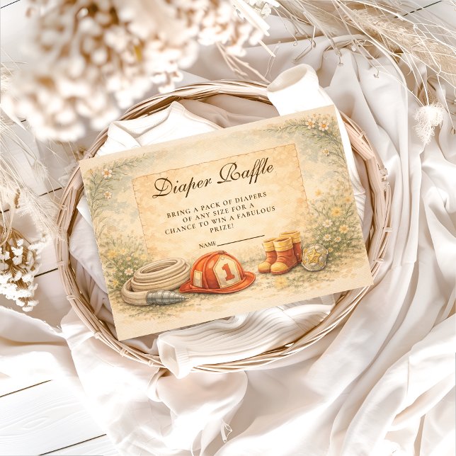 Cartão De Informações Firefighter Theme Diapper Raffle (Criador carregado)