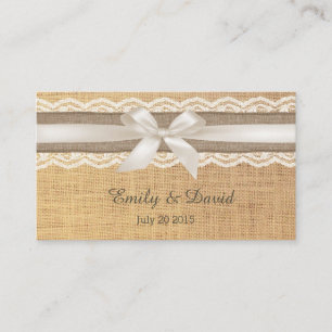 Cartão De Informações Fita do marfim & Web site rústicos do casamento de