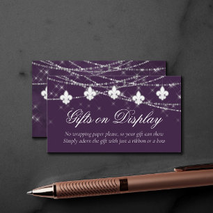 Cartão De Informações Fleur de Lis EggPlant Lights Presentes em exibiç