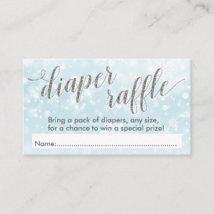 Cartão De Informações Floco de neve Chá de fraldas azul Raffle Fralda