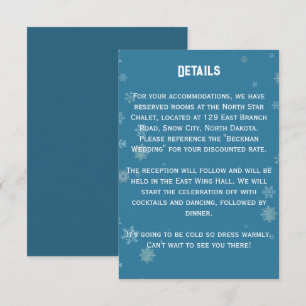 Cartão De Informações Floco de Neve Elegante Azul de Inverno   Detalhe d