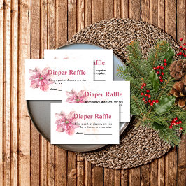 Cartão De Informações Floco de neve, fralda, cor-de-rosa, poinsettia ros