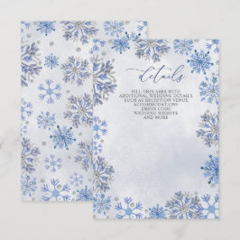 Cartão De Informações Flocos de Neve Azul Prata Inverno Natal Casamento 