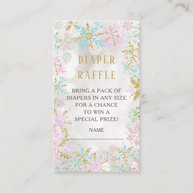 Cartão De Informações Flocos de neve de inverno Fralda de Chá de fraldas (Frente)