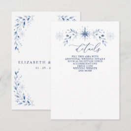 Cartão De Informações Flocos de Neve de Monograma Elegante Casamento de 
