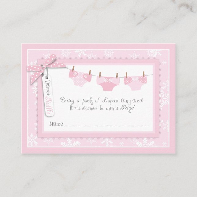 Cartão De Informações Flocos de neve e Bilhete de Fralda de Tutu (Frente)